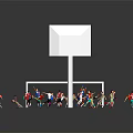 Group of People Playing Sports on Basketball Court With Goalpost and Red Flags Around