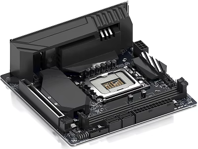 High Performance Computer Motherboard With CPU Socket Heat Sinks And Expansion Slots 3d model