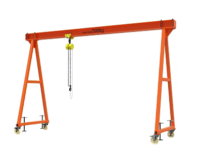Industrial Orange Wheeled Gantry Crane With 2000kg Capacity Frame Hoist 3d model