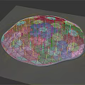 Cartoon Scene Of Transparent Triangular Mesh Hemisphere With Shiny Reflective Surface On White Background