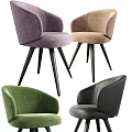 Modern Armchairs With Curved Backrest Various Colors And Black Slim Legs For Living Room