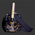 Colorful Marble Pattern Clutch Bag With Purple Metal Frame And Vibrant Blue Orange Texture Design