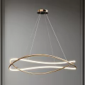 Modern Chandelier Lighting Designs With Circular Curved Metal Frames And Glass Elements 3d model