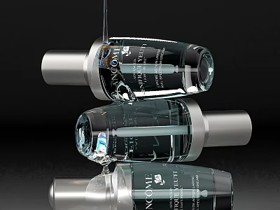 Stacked Noir Paris Luxury Perfume Bottles With Transparent Design And Silver Caps 3d model