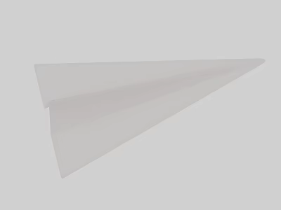 White Folded Paper Airplane On Plain Light Gray Background Minimalist Design 3d model