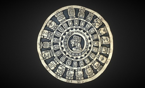 Modern Rune Stone Mayan Calendar Stone Calendar Stone 3d model