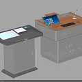 Modern Podium Designs With Touchscreen Control Panel Display Screen Keyboard Drawers And Cabinets
