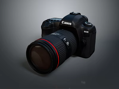 Canon EOS DSLR Camera With Black Body And Red Accent Lens Design 3d model
