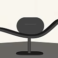 Modern Black Leather Leisure Chair With Curved Design And Metal Base