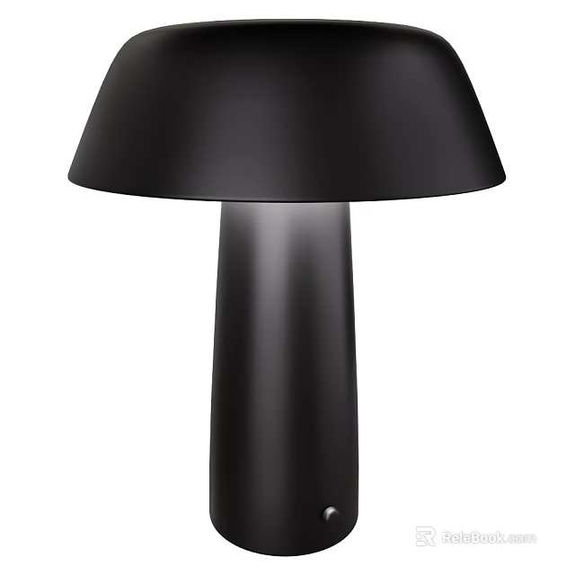 Modern Black Table Lamp with Mushroom Shaped Shade and Cylindrical Base 3d model