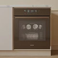 Modern Brown Haier Dishwasher With Digital Display And Cups Plates Inside Kitchen Appliance