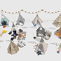 Modern Tent Children's Tent Play Home Tent Children's Carpet Toy Ornaments 3d model