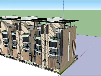 Modern Multi Storey Residential Building Exterior With Balconies And Facade Design 3d model