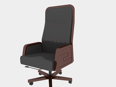 Modern Office Chair With Wooden Frame Gray Striped Cushion And Five Wheel Base 3d model