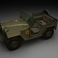 Vintage Green Military Style Utility Vehicle With Open Top And Red Star