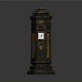 Vintage Green Pillar Box With Decorative Gold Accents And Classic Design