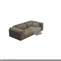 Brown Velvet Two Seater Sofa With Decorative Pillows And Throw Blanket