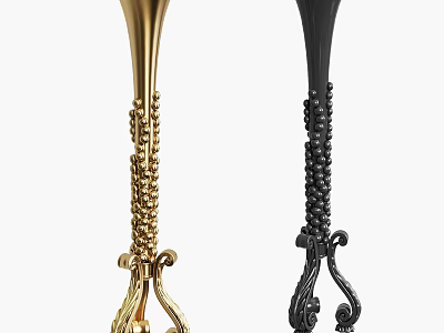 Gold And Black Decorative Ornament Set With Intricate Carved Detailing For Home Decor 3d model