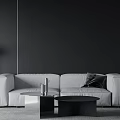 Modern Living Dining Room Interior With White Sofa Black Pillow And Metallic Decor