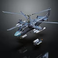 Military Attack Helicopter With Dual Rotors And Mounted Missile Systems