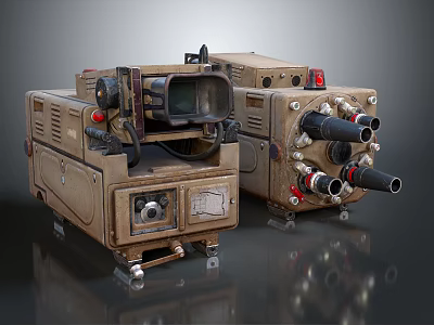 Vintage Industrial Electronic Equipment With Multiple Interfaces Knobs And Metal Components 3d model