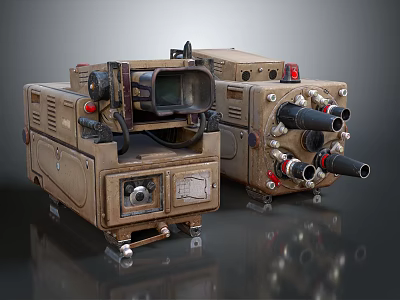 Vintage Industrial Electronic Equipment With Multiple Interfaces Knobs And Metal Components 3d model