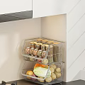 Organized Fresh Fruits Storage On Kitchen Wire Shelf With Glass Jars And Veggies