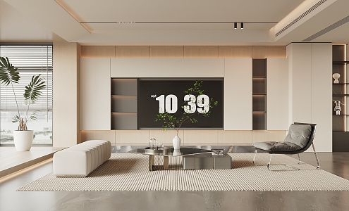 Modern living room TV background wall 3d model