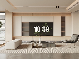 Modern living room TV background wall 3d model