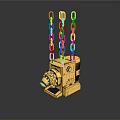 Golden Vintage Camera Decorative Piece With Hanging Chains And Metallic Shine