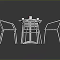Modern Metal Outdoor Table Set With Four Striped Chairs Red Cups And White Saucers