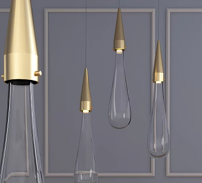 Modern chandelier water drop shaped glass chandelier 3d model
