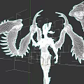 Fantasy Mythical Character With Spiked Wings Exoskeleton And Alien Biomechanical Features