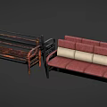 Outdoor Sofa With Rustic Iron Design And Weathered Metal For Garden Patio Use