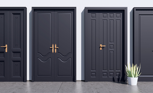 Modern double door combination 3d model