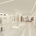 AR&AR Clothing Store White Curved Design With Display Racks Sofa Bags Mirrors And Pendant Lights