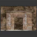Traditional Brick Building Design With Sloped Roof Wooden Door And Small Window