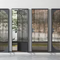 Modern Swing Doors With Geometric Grilles Metal Frames And Transparent Panels 3d model
