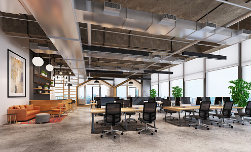 Industrial LOFT Public Office Area Open Office Area 3d model