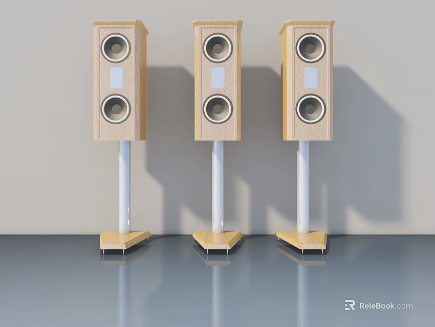 Wooden Flush Doors With White Frames On Stands Modern Design For Interior 3d model