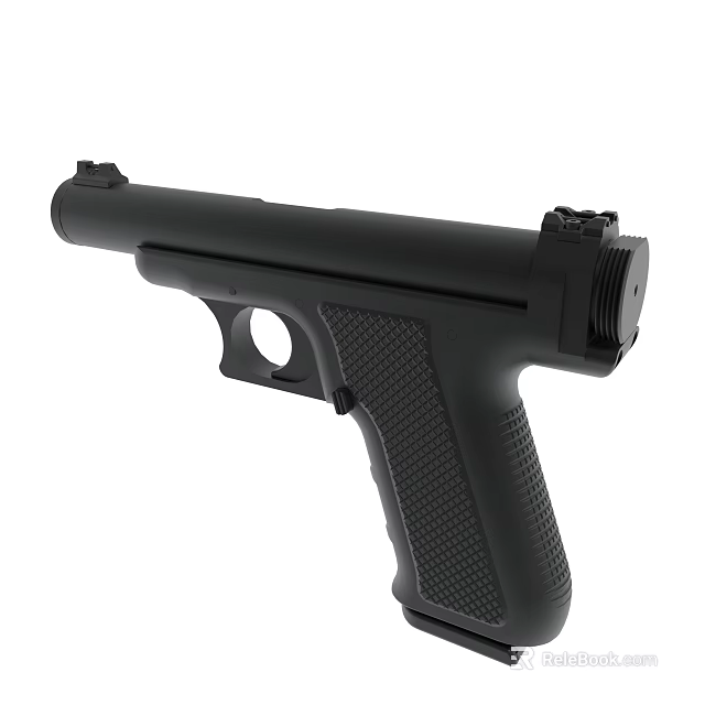 Black Handgun With Textured Grip And Ergonomic Design For Shooting Use 3d model 