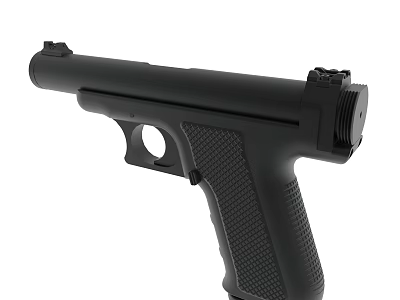 Black Handgun With Textured Grip And Ergonomic Design For Shooting Use 3d model