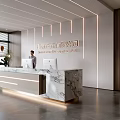Modern Luxury Marble Office Reception Desk With Professional Receptionist And Stylish Ambient Linear Lights