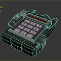 Retro Computer With Numeric Keypad Red Display Wires And Vintage Design Base 3d model