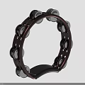 Professional Tambourine Musical Instrument With Black Brown Circular Frame And Metal Jingles