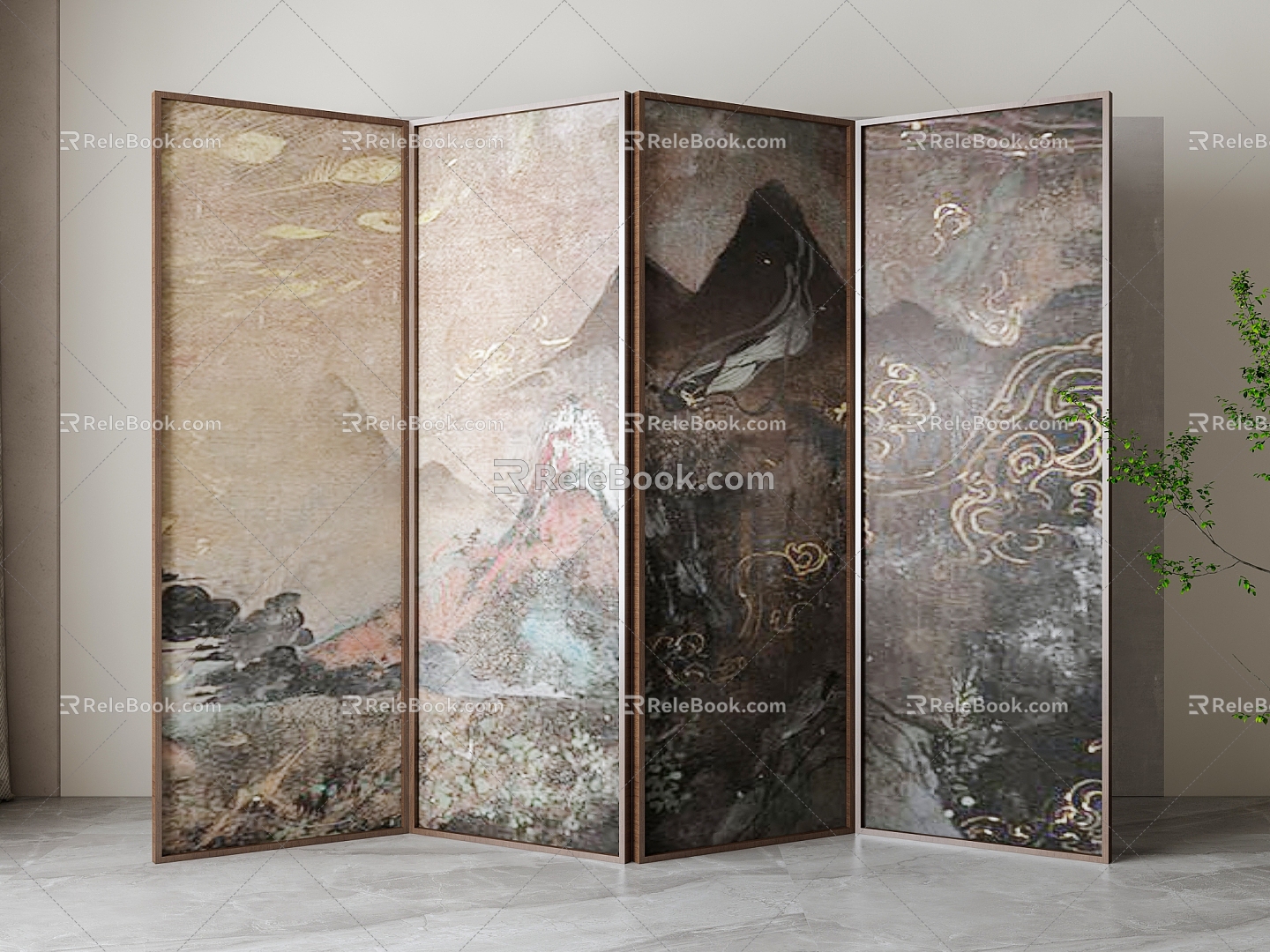 New Chinese-style screen partition 3d model