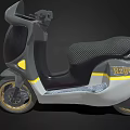 Modern Streamlined Gray Scooter With Yellow Accents Black Seat And Gold Wheels