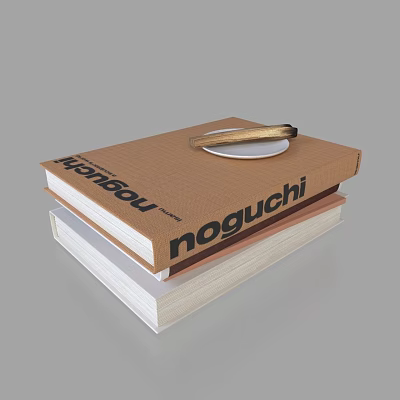 Stacked Books Featuring Noguchi Title on Top Cover with Small Plate and Pen 3d model