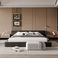 Modern Bedroom Interior Design With Wooden Wardrobes King Size Bed Window Decorative Paintings And Rug