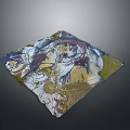 Abstract Colorful Landscape Painting With Blue Mountains Red Rivers Green Fields And Yellow Skies